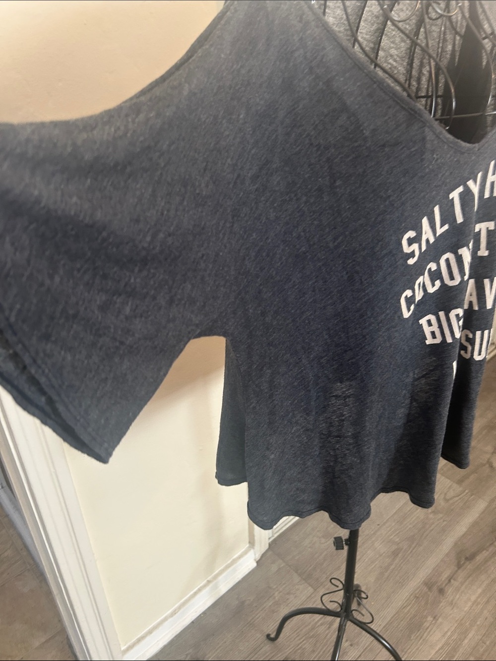 Wildfox Swing Heather Gray Scoop Neck Oversized Graphic Tee Size XS - Picture 4 of 8